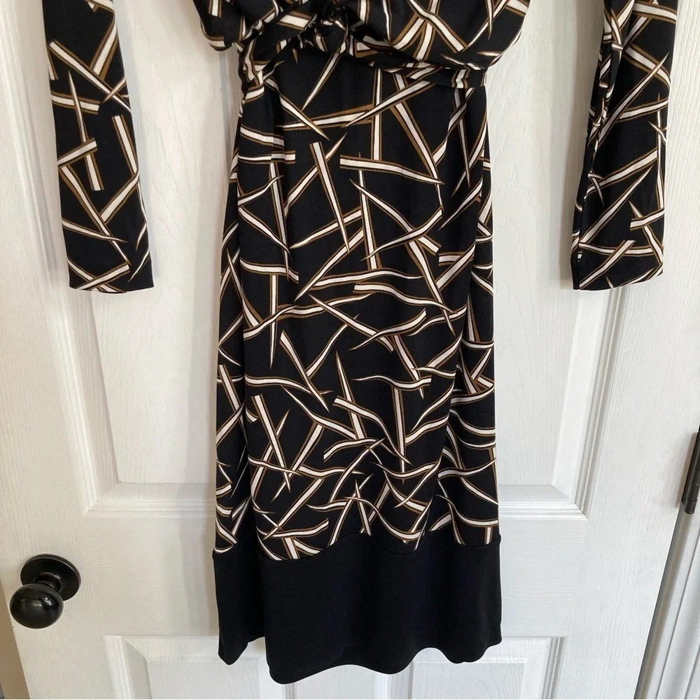 Diane Von Furstenberg Saniah Bis Grass Rain Silk Jersey Wrap Waist Dress, Sz 2
